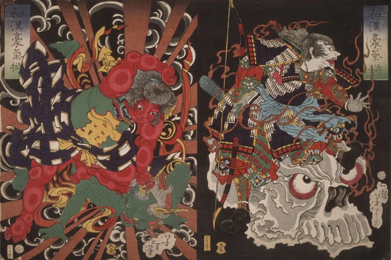 Guerriero sul teschio e Kintoki che sconfigge un demone, dalla serie Valore in Cina e Giappone - Los Angeles County Museum of Art